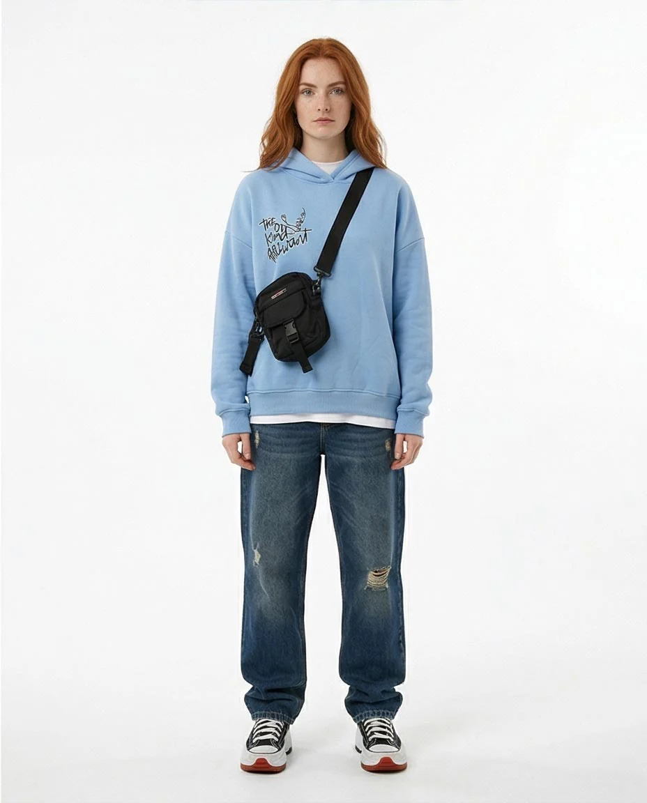 Ravin Artistic Line-Art Graphic Hoodie in Sky Blue - R206854 - Image 3