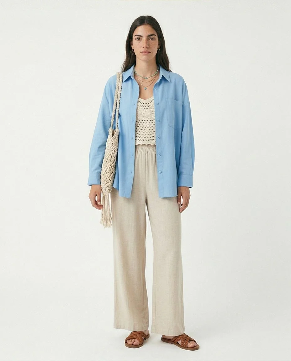 Ravin Oversized Box-Pleat Azure Button-Down Shirt in Sky Blue - R217216 - Image 3
