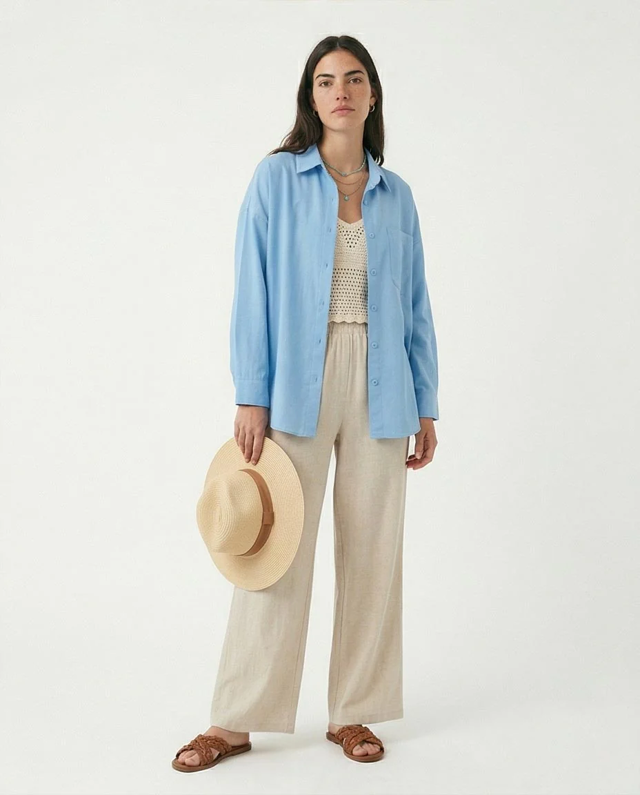 Ravin Oversized Box-Pleat Azure Button-Down Shirt in Sky Blue - R217216 - Image 4