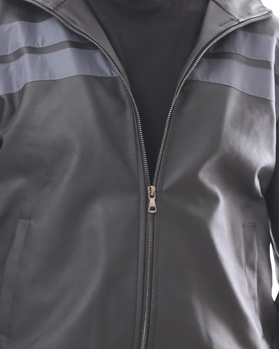 Ravin Striped Faux-Leather Hooded Bomber Jacket - O173264 - Image 4