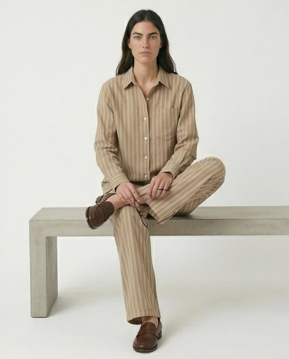 Ravin Striped Relaxed-Fit Linen-Blend Shirt – Khaki & White - R217037 - Image 3