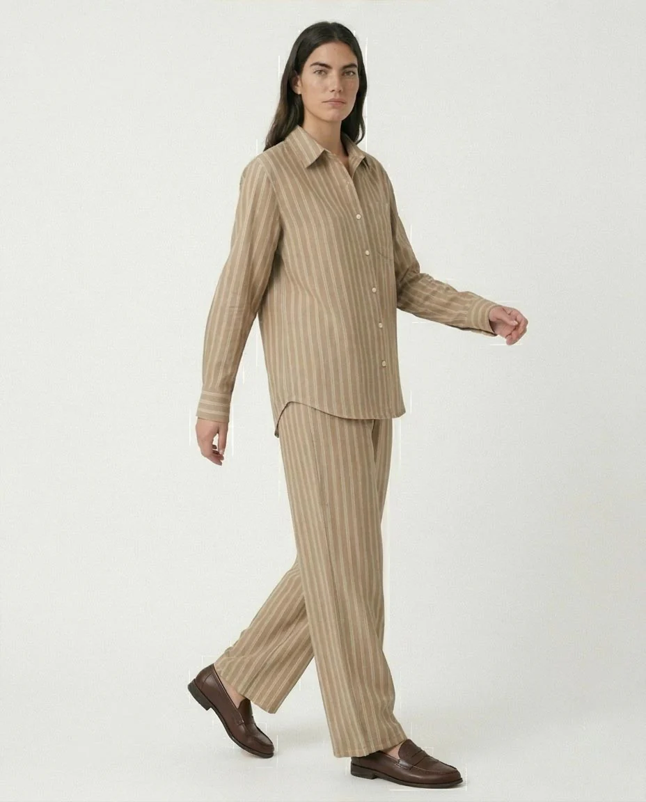 Ravin Striped Relaxed-Fit Linen-Blend Shirt – Khaki & White - R217037 - Image 4