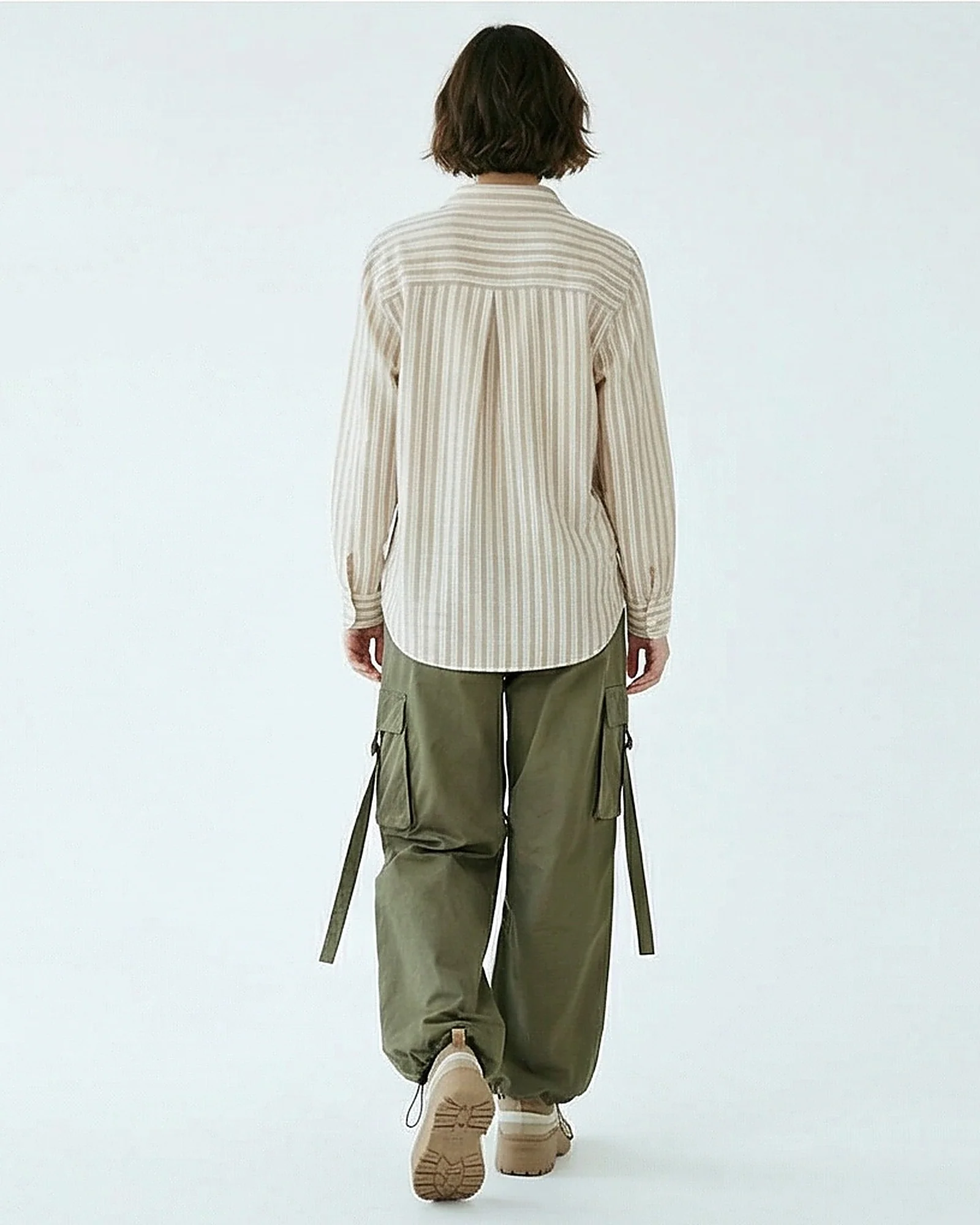 Ravin Striped Relaxed-Fit Linen-Blend Shirt – Khaki & White - R217037 - Image 5