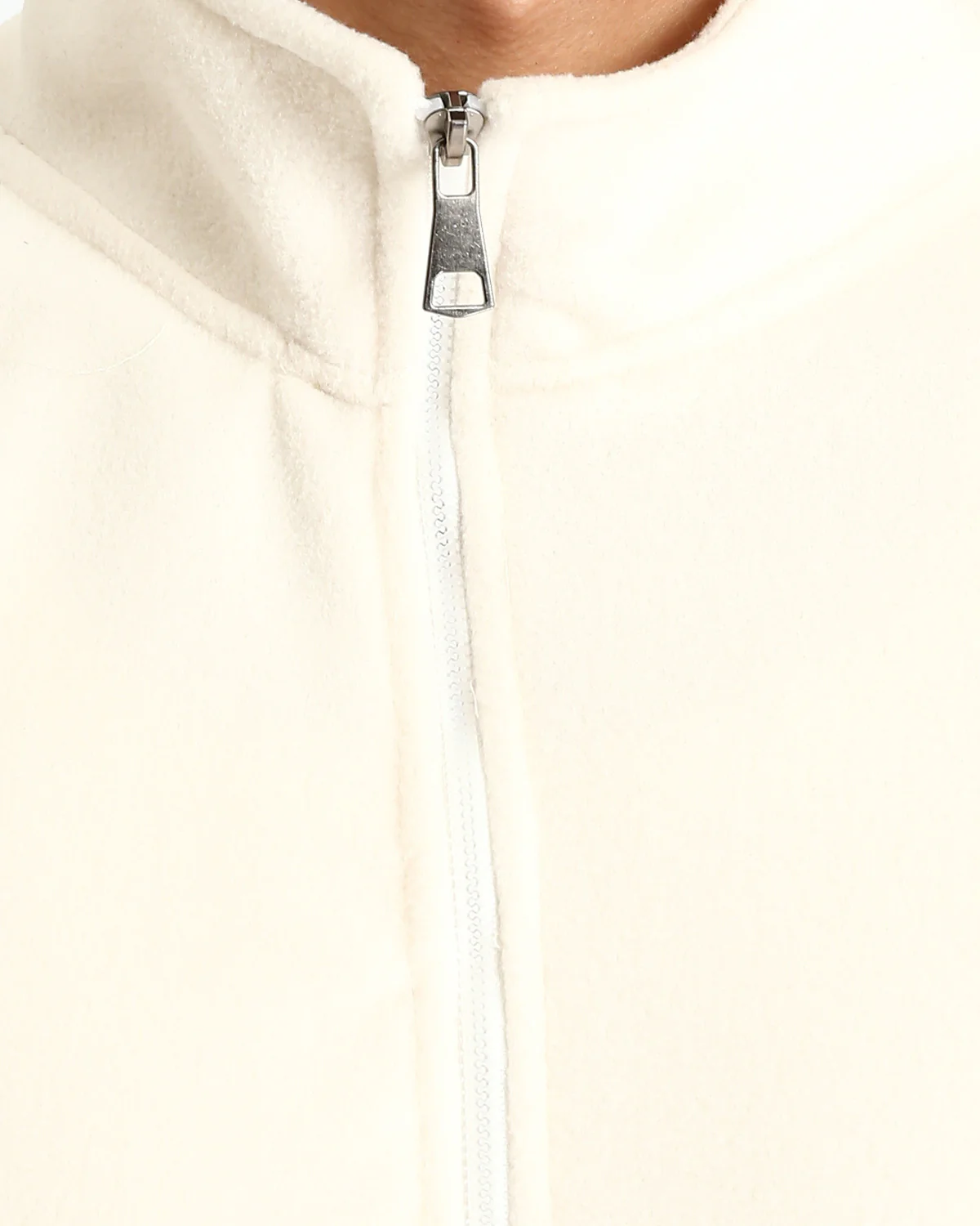 Ravin Two-Tone Raglan Sleeve Polar Fleece Zip-Up Jacket- Off-White & Navy Blue - R214032 - Image 4