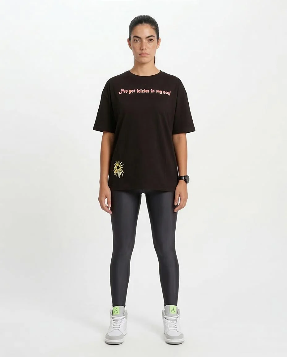 Ravin Unisex Oversized "Icicles in my Soul" Graphic T-Shirt – Black - O204298 - Image 3