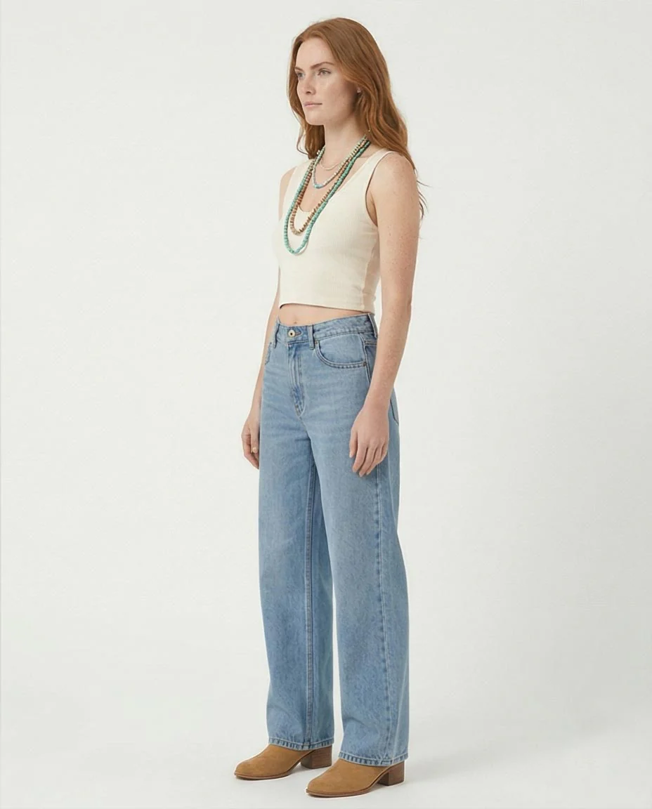 Ravin Wide-Leg High-Rise Denim Jeans – Light Blue Sun-Bleached Wash - R216415 - Image 4