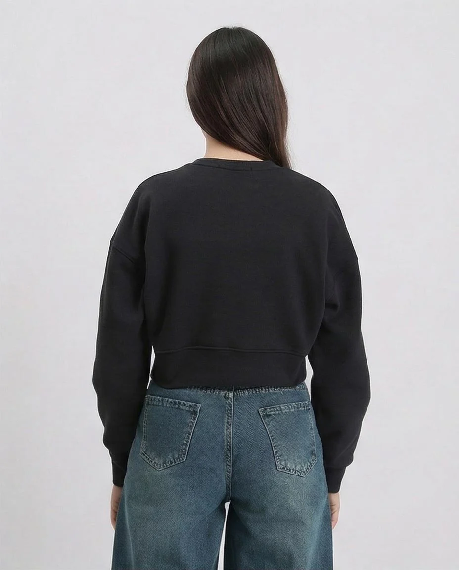 Ravin Women’s Boxy Cropped Fleece Sweatshirt - Black -R214798 - Image 2