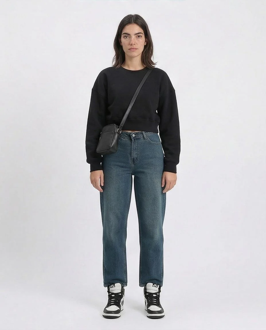 Ravin Women’s Boxy Cropped Fleece Sweatshirt - Black -R214798 - Image 4