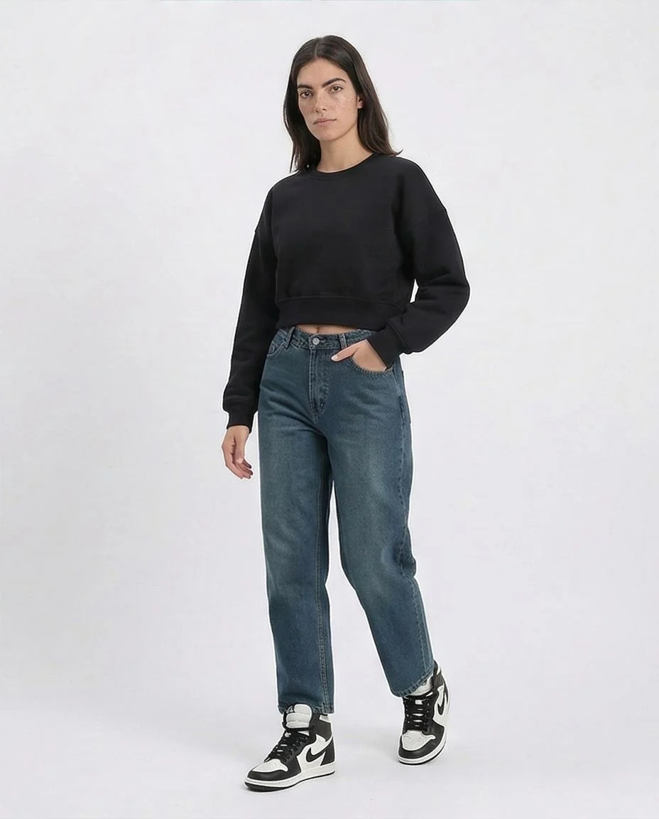 Ravin Women’s Boxy Cropped Fleece Sweatshirt - Black -R214798 - Image 5