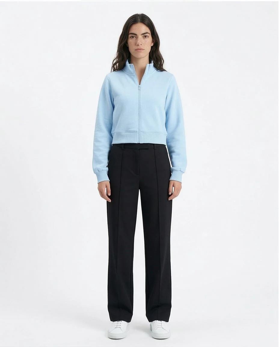 Ravin Women’s Cropped High-Collar Zip-Up Sweatshirt - Light Blue - R214306 - Image 4