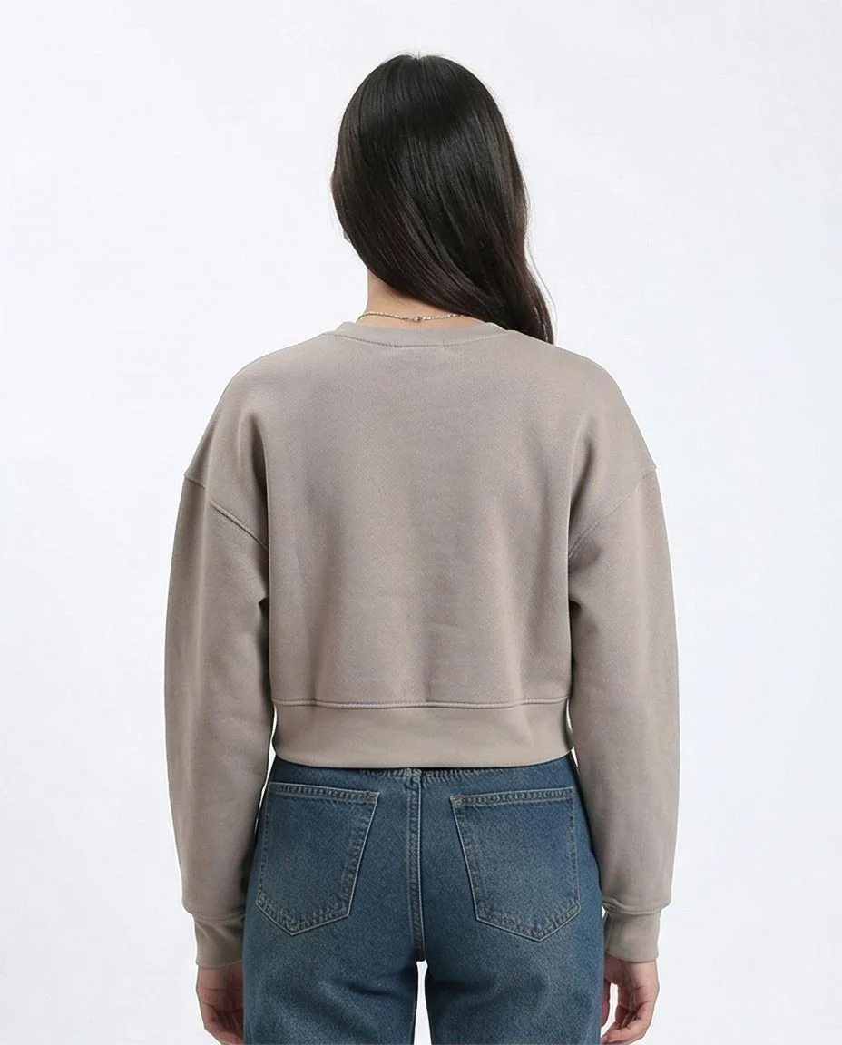 Ravin Women’s Graffiti Print Boxy Cropped Sweatshirt – Mushroom Grey - R214784 - Image 2