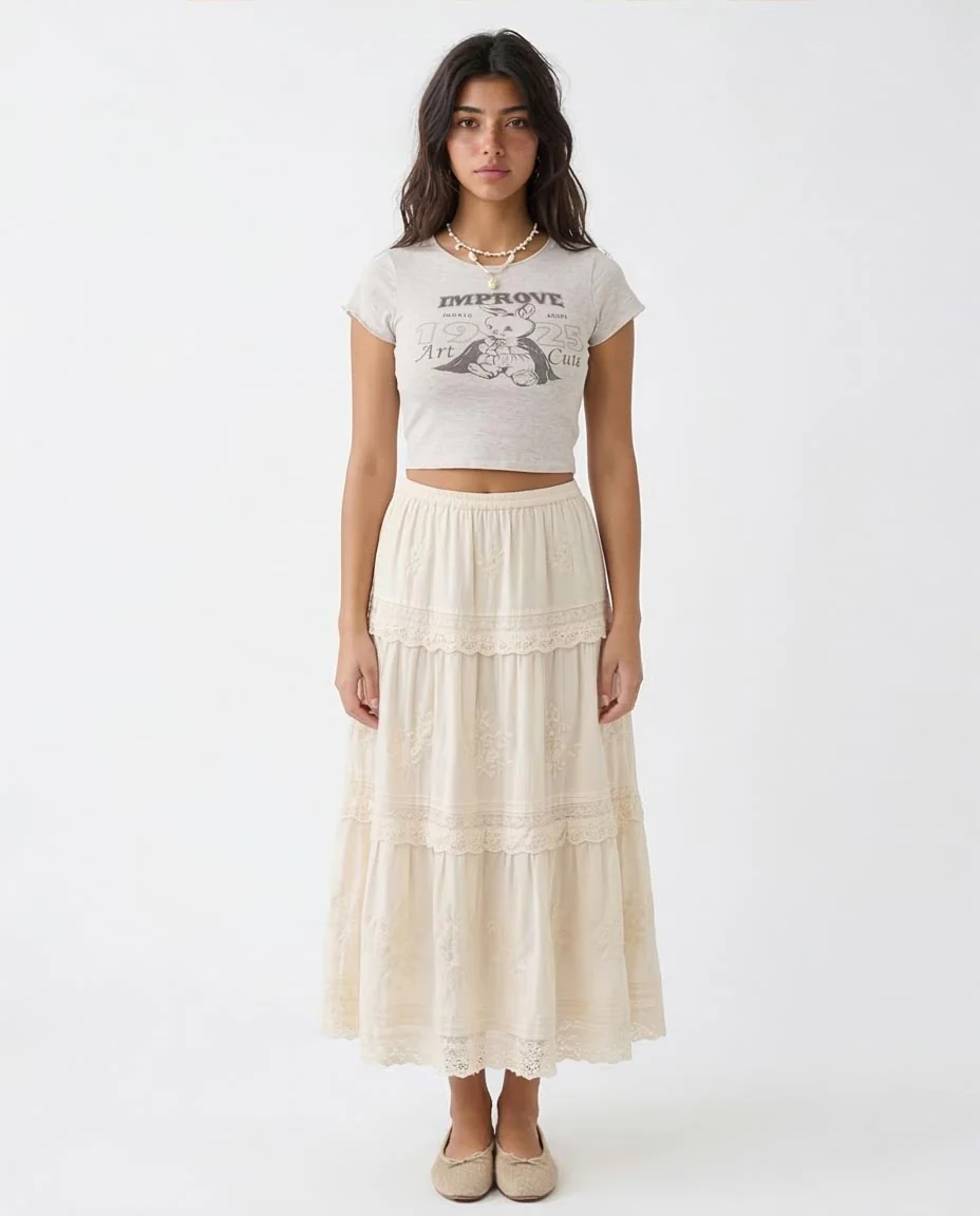 Ravin | Women’s "Improve" Graphic Baby Tee – Light Grey Marl - R205868 - Image 3