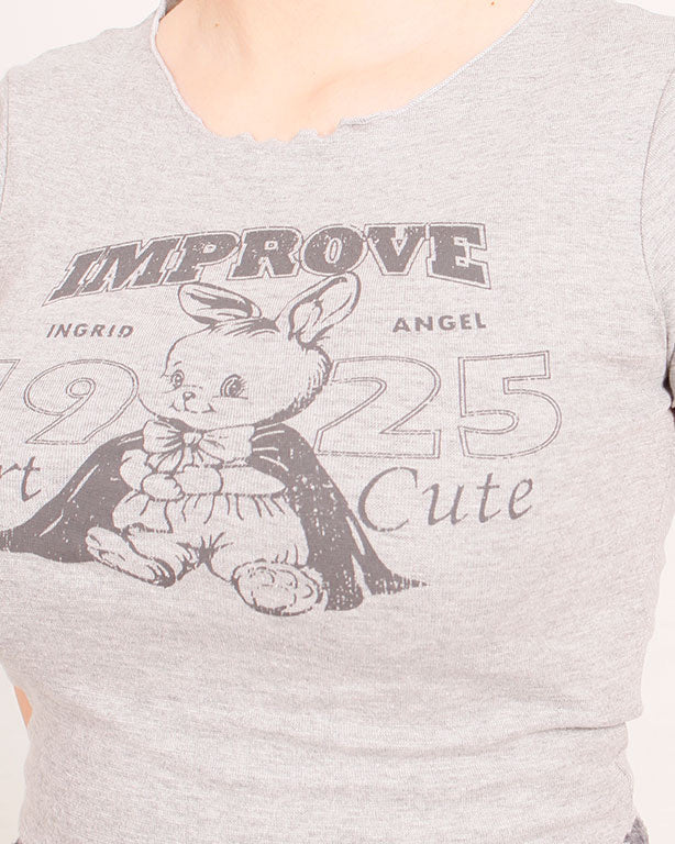 Ravin | Women’s "Improve" Graphic Baby Tee – Light Grey Marl - R205868 - Image 4