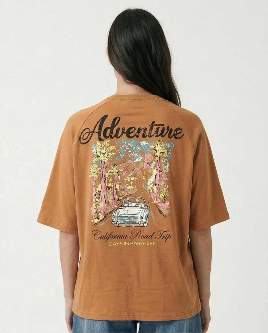 Ravin Women’s Oversized "Adventure" Raglan Tee – California Road Trip Graphic - R210325 - Image 2