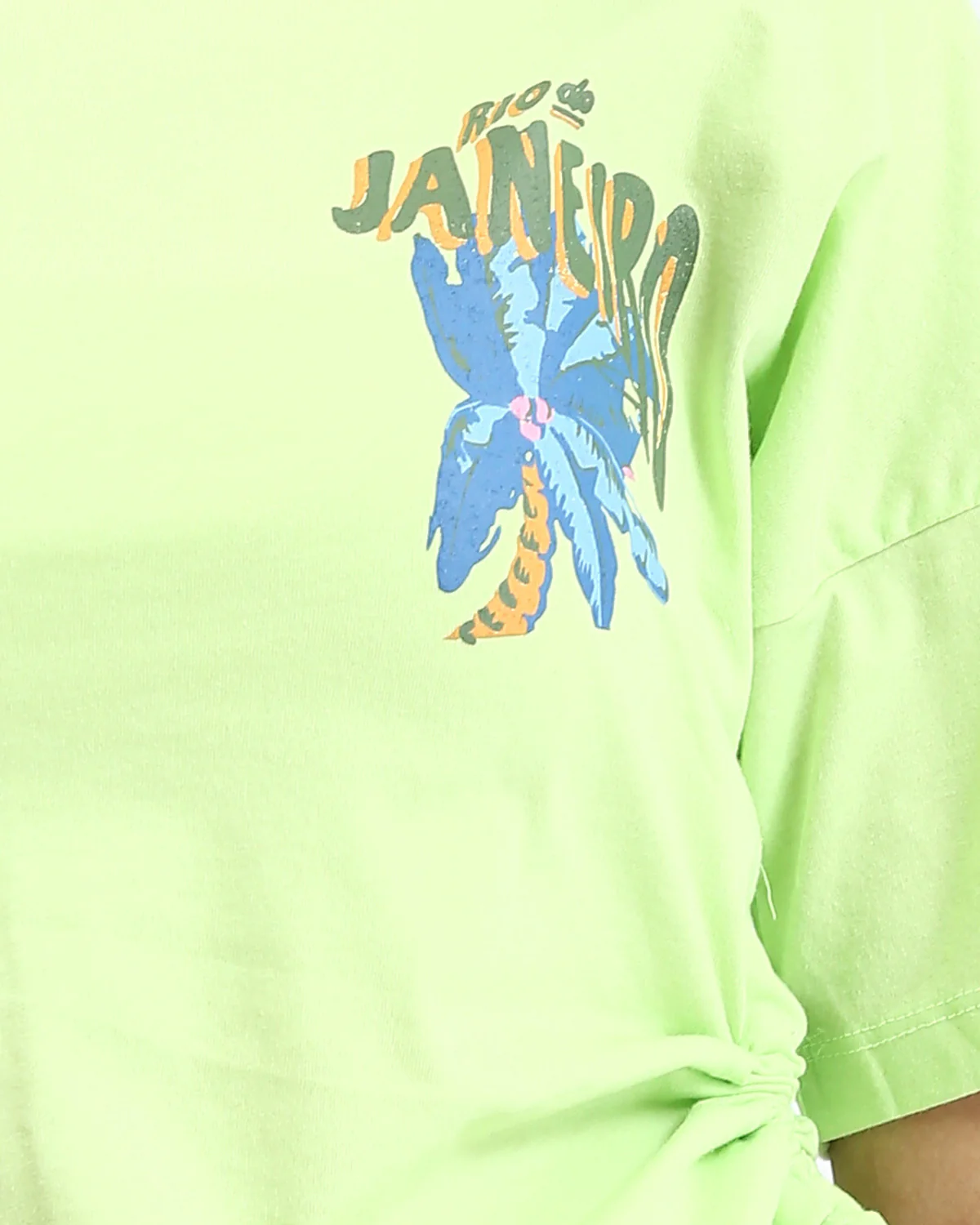 Ravin Women's Rio de Janeiro Graphic T-Shirt – Adjustable Side-Cinch Hem-Lime Green - O203336- - Image 4