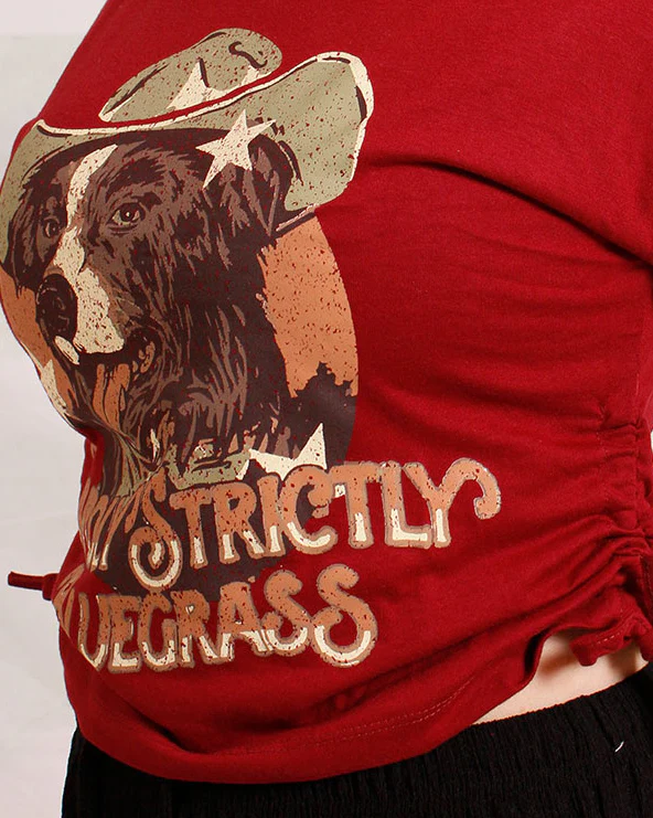 Ravin | Women’s Side-Cinch Graphic Tee – "Hardly Strictly Bluegrass" Edition - Heritage Red - O203510 - Image 4