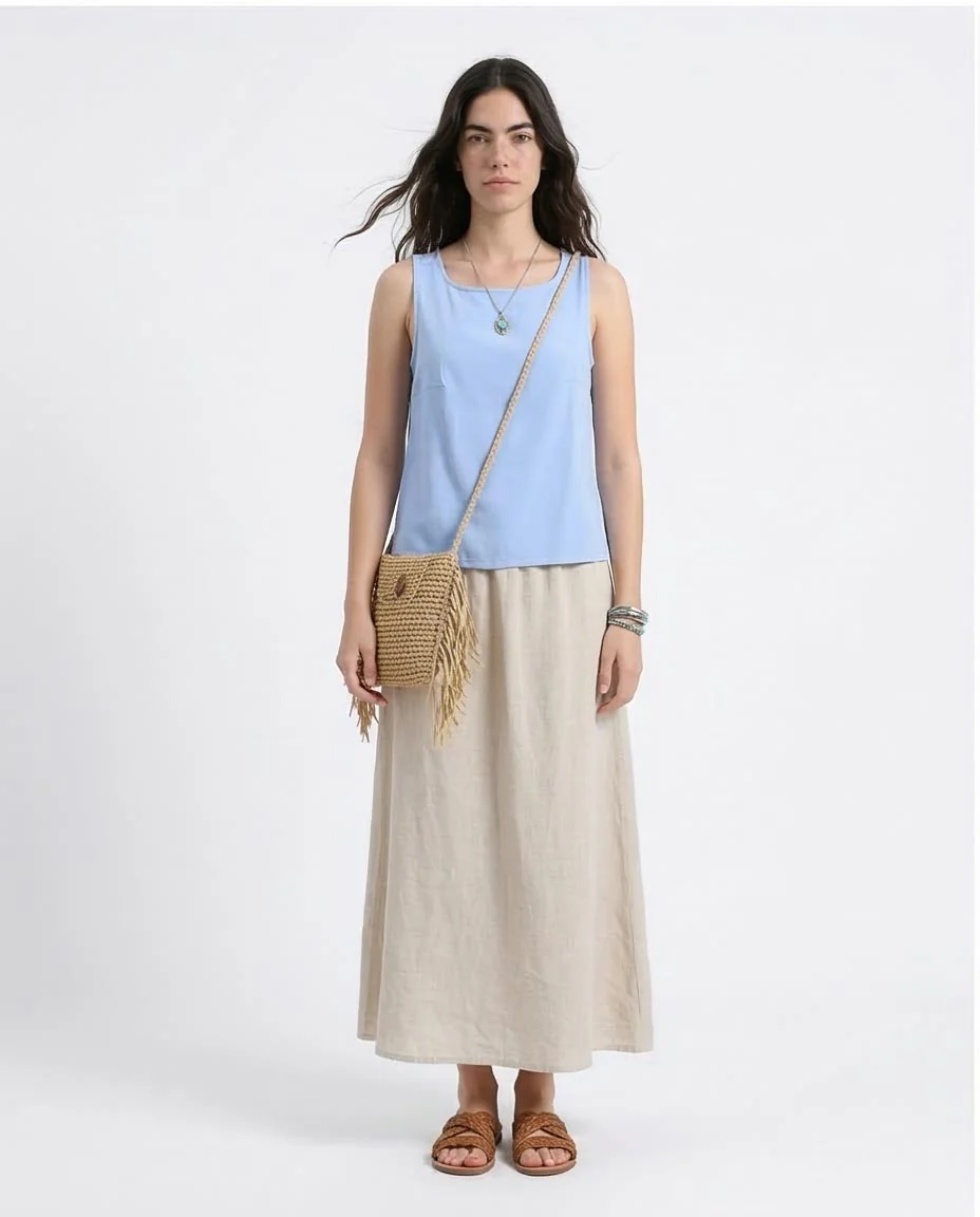 Ravin Women’s Sleeveless Square Neck Shell Top – Cornflower Blue - R211292 - Image 3