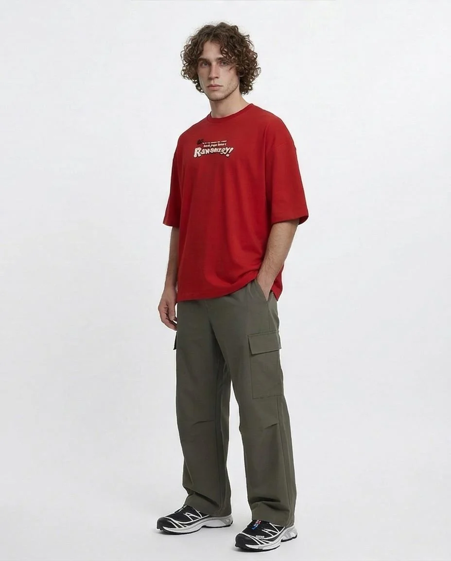 Ravin "Raw Energy" Oversized Graphic T-Shirt – Red - R216290 - Image 4
