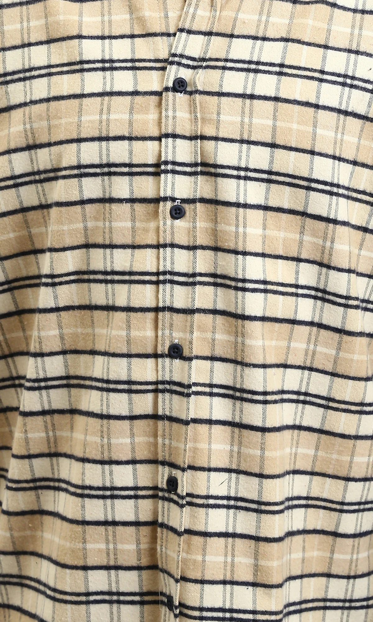 R215012 - Regular Fit Buttoned Plaid Shirt - Beige & Black - Image 3