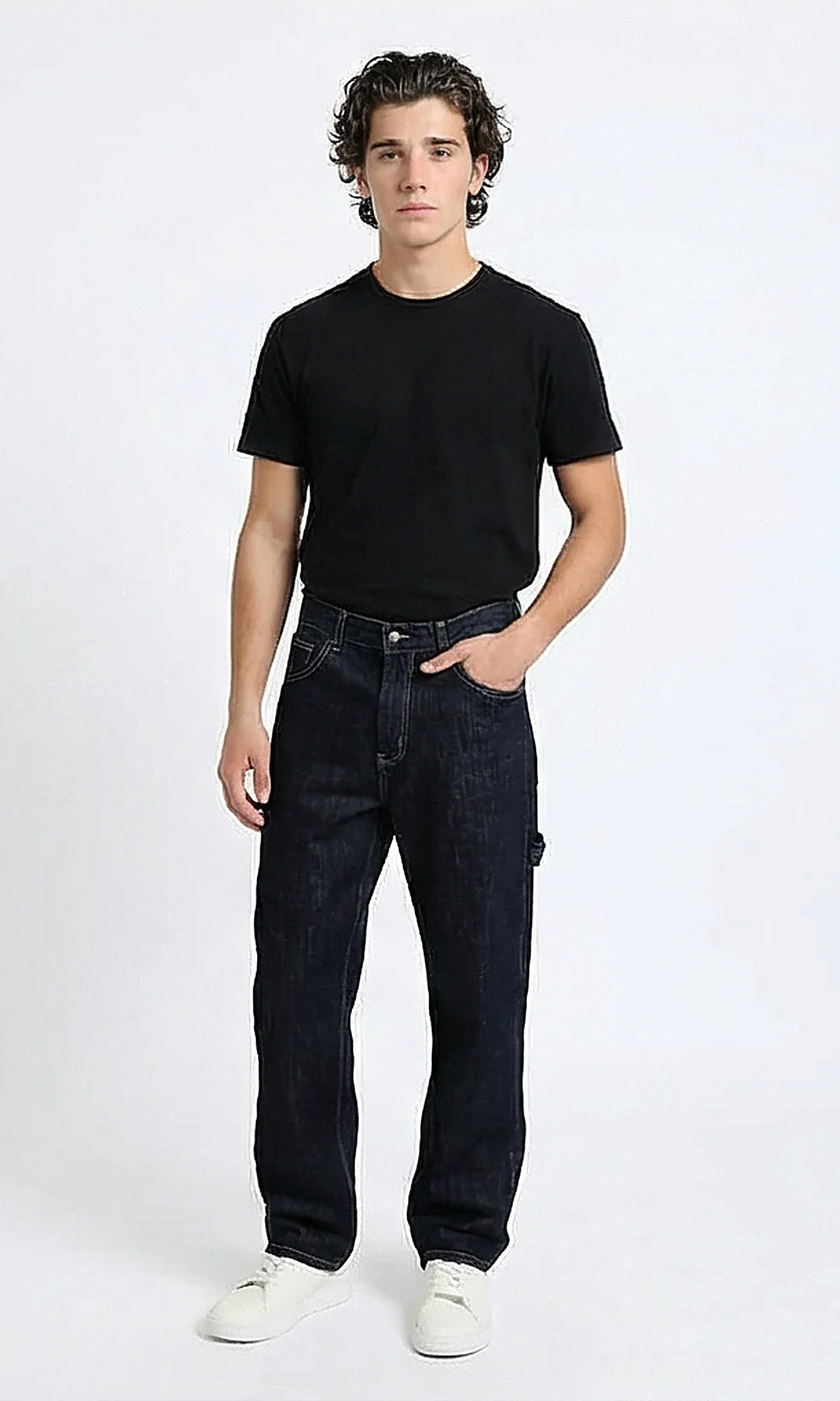 R215621 - Regular Fit Casual Cotton Jeans - Dark Navy Blue - Image 4