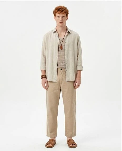 Ravin Relaxed-Fit Cotton Twill Chinos with Elasticated Waist – Sand - R209805 - Image 3