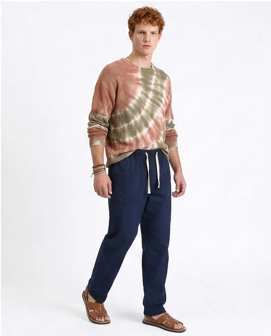 Ravin Relaxed-Fit Navy Hybrid Twill Trousers with Drawstring Waist - R213323 - Image 5