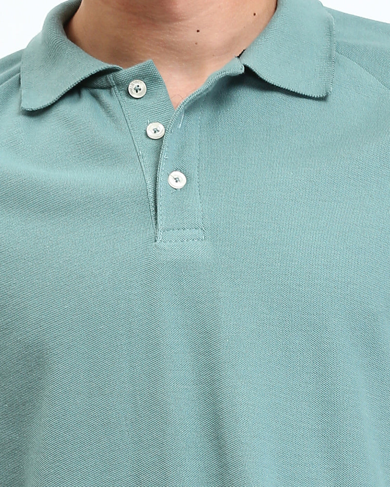 Ravin Relaxed-Fit Raglan Pique Polo – Sage Green - R210781 - Image 4