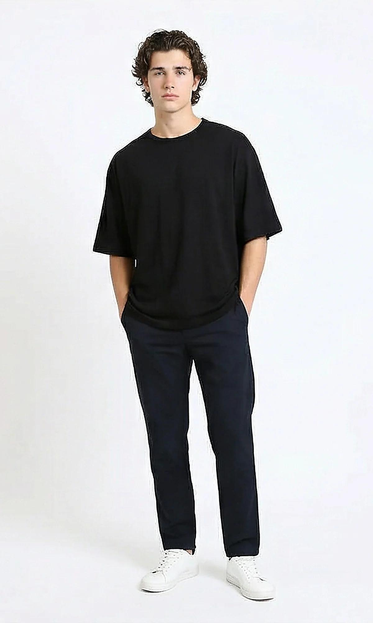 R215872 - Relaxed Fit Solid Summer Basic Tee - Black - Image 4