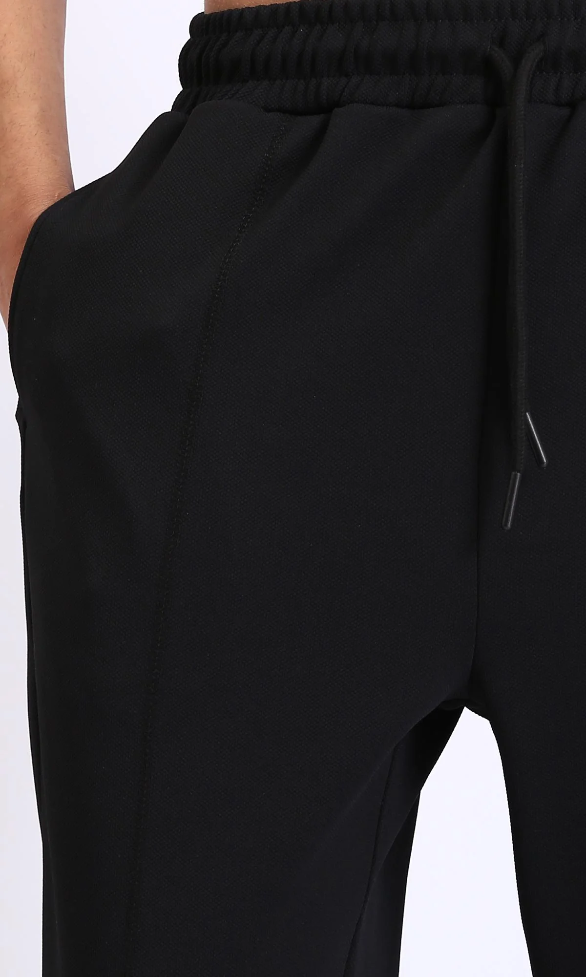 R208840-Relaxed Leg Slip On Summer Pants - Black - Image 4