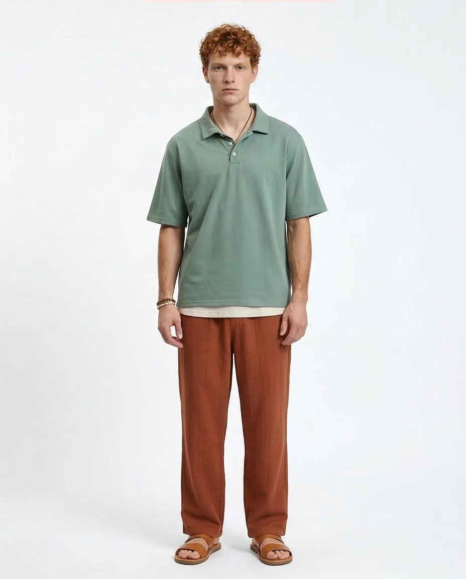 Ravin Relaxed Pique Polo - Sage Green - R210778 - Image 3