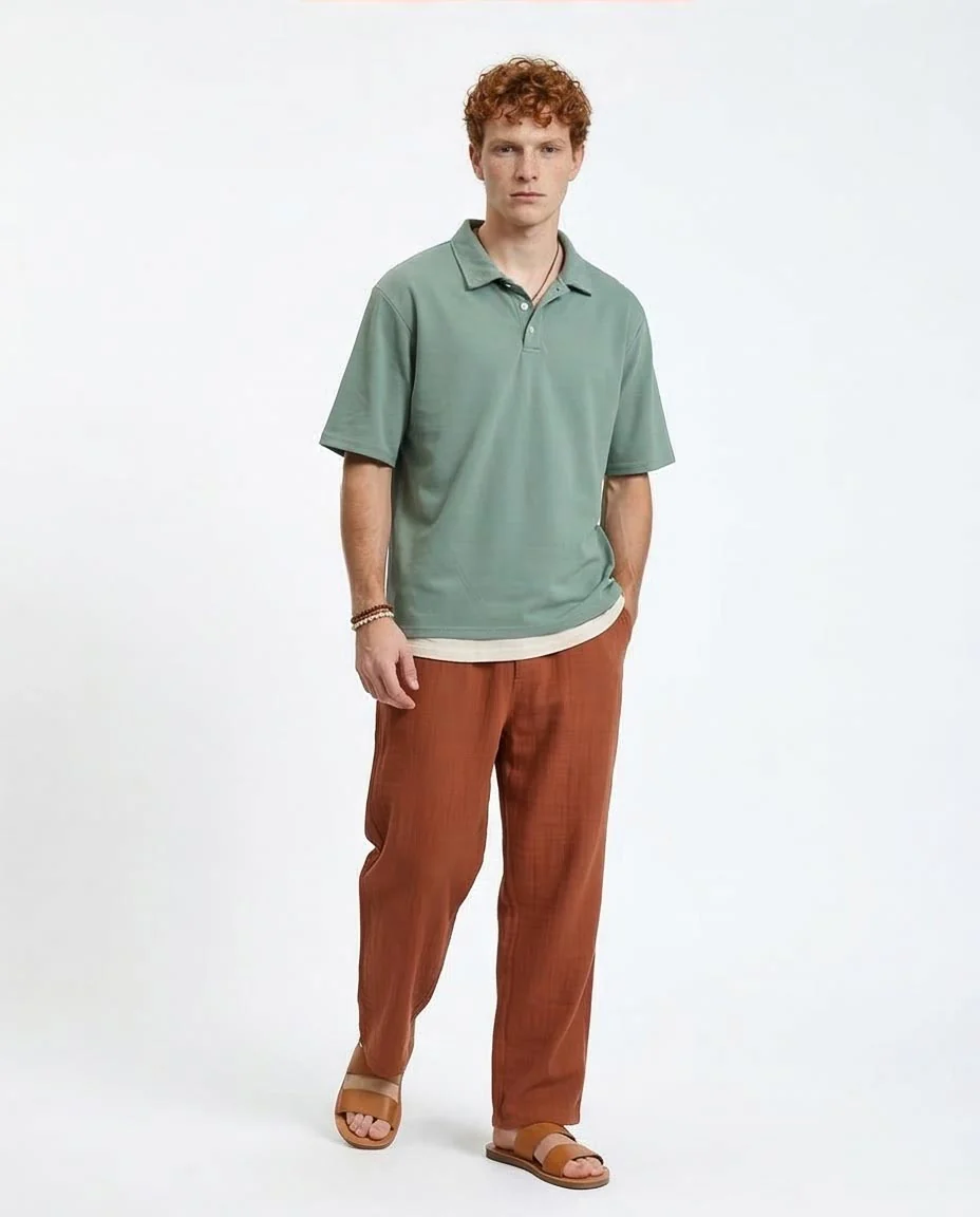 Ravin Relaxed Pique Polo - Sage Green - R210778 - Image 5