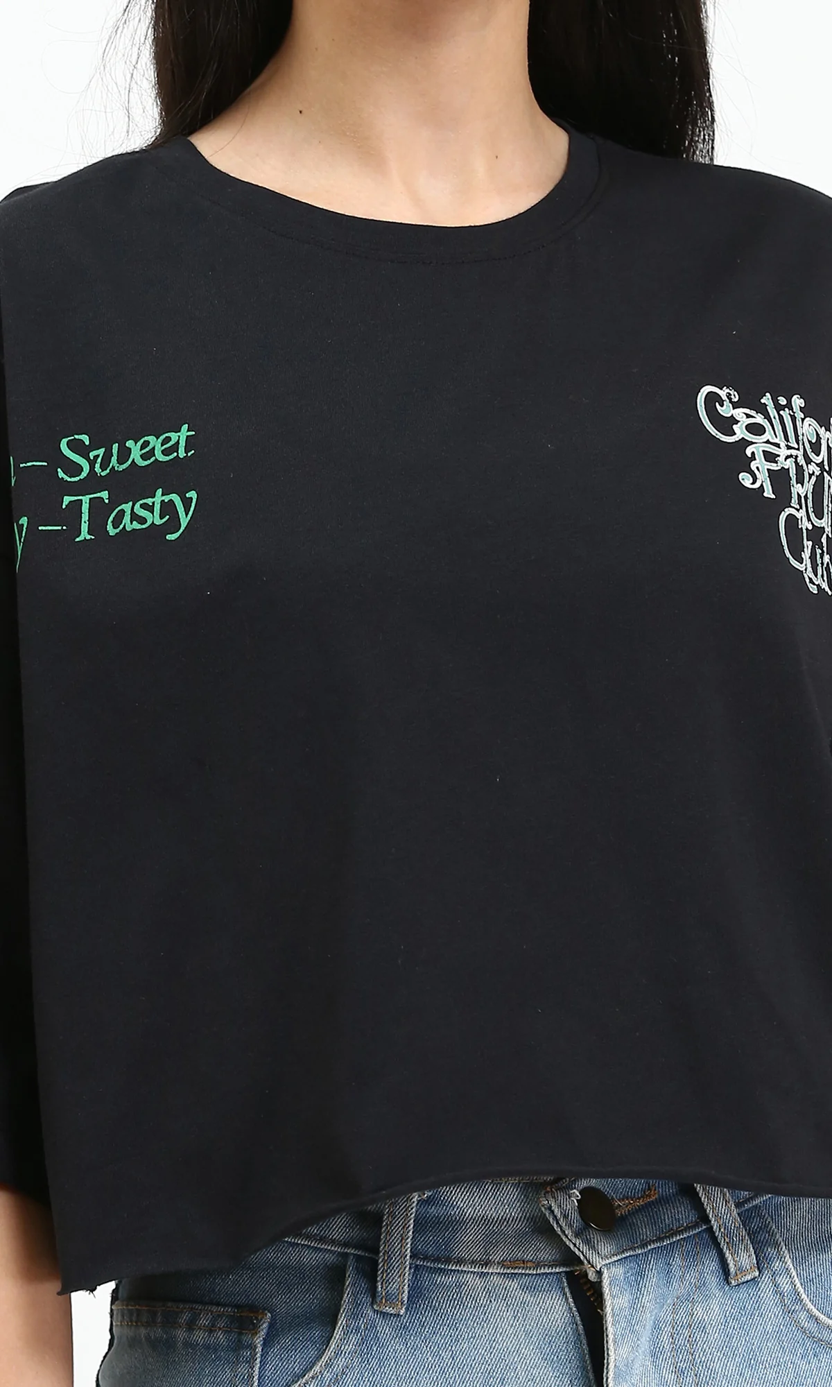 R210552 - Relaxed Slip On Printed Tee - Black - Image 3