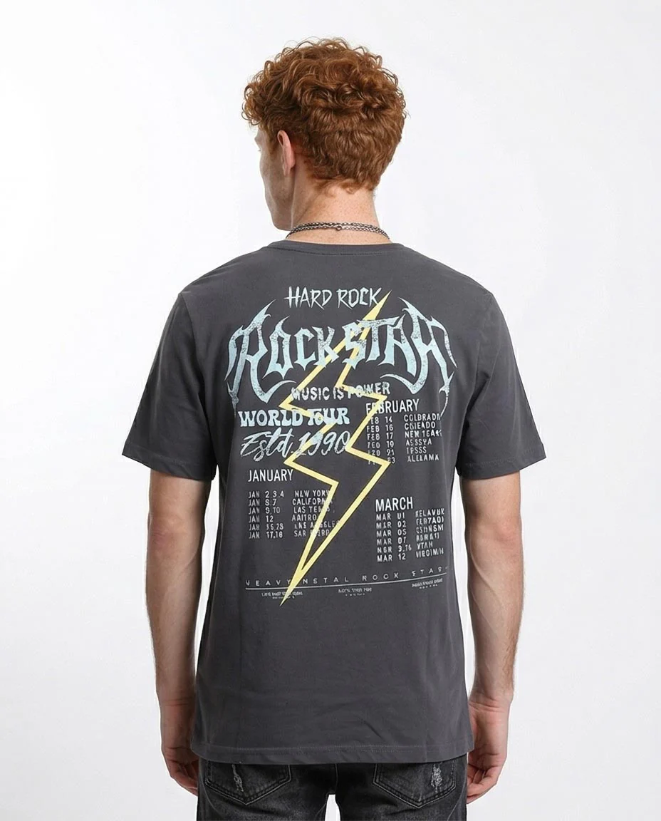 Ravin Rockstar Graphic Charcoal Grey Single Jersey T-Shirt  - R208575 - Image 2