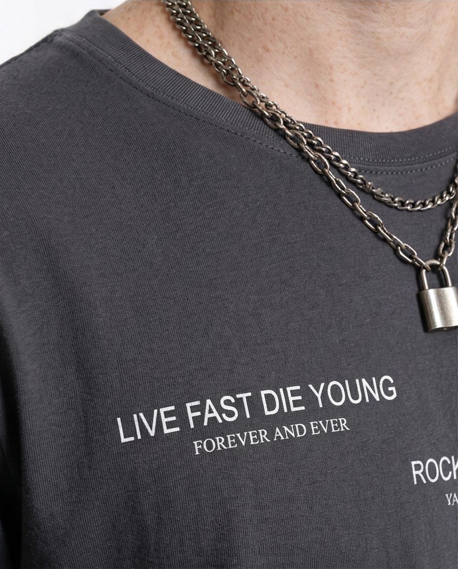 Ravin Rockstar Graphic Charcoal Grey Single Jersey T-Shirt  - R208575 - Image 3