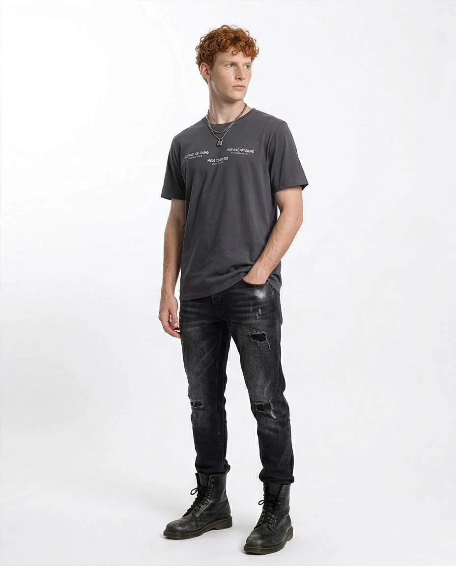 Ravin Rockstar Graphic Charcoal Grey Single Jersey T-Shirt  - R208575 - Image 4