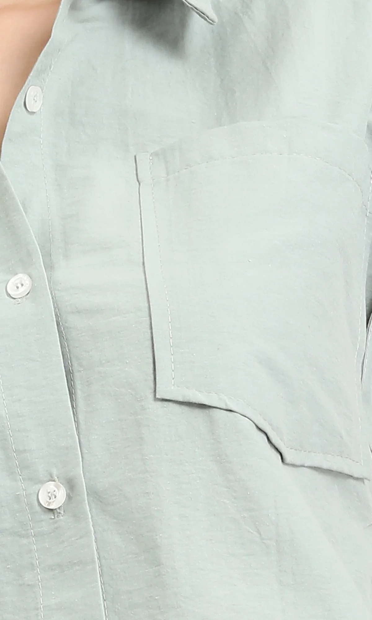 R209129 - Roll-Up Cap Sleeves Short Shirt - Pastel Mint - Image 3