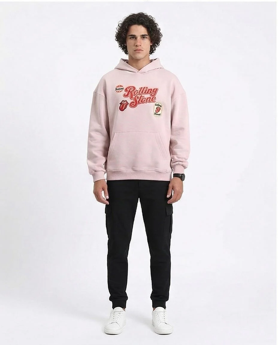 R214276 - "Rolling Stone" Slip On Hoodie - Dusty Rose - Image 4