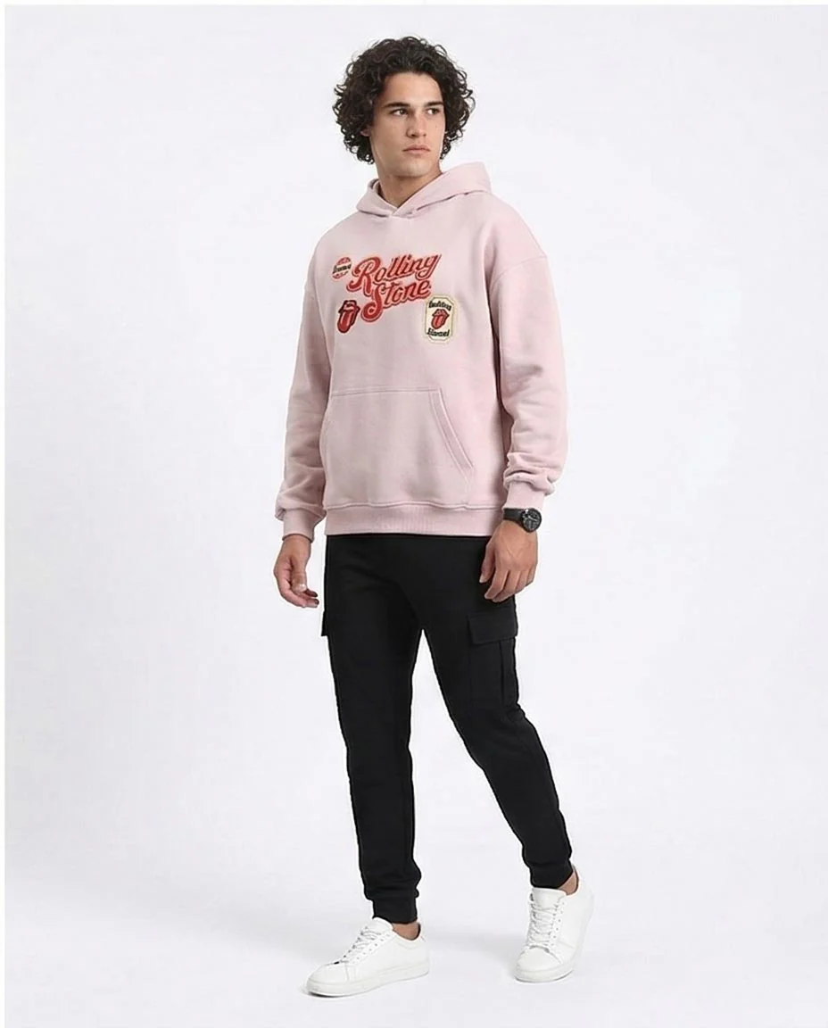 R214276 - "Rolling Stone" Slip On Hoodie - Dusty Rose - Image 5