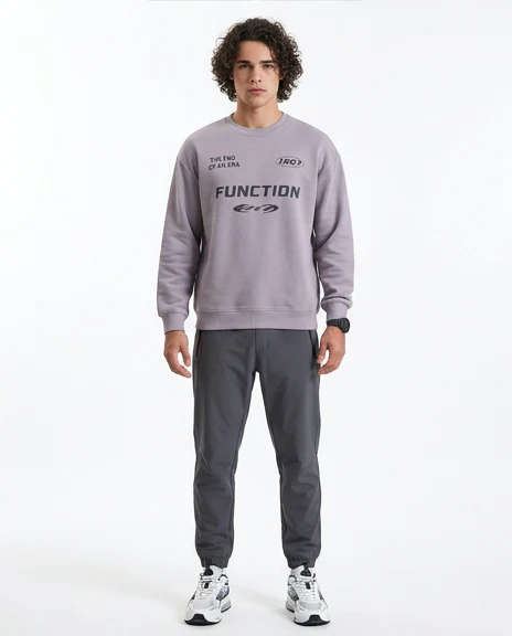 R214405 - Round Neck Slip On Casual Sweatshirt - Grey - Image 3