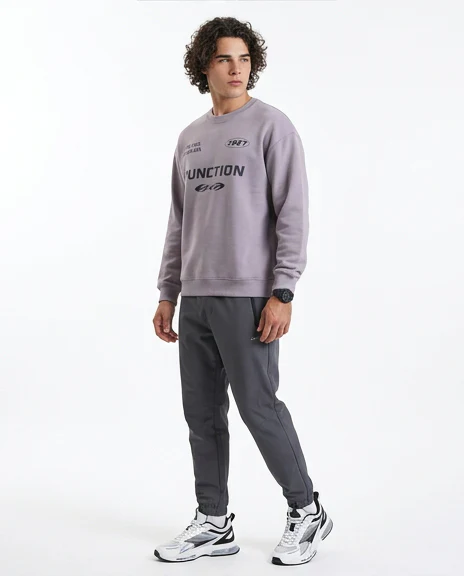 R214405 - Round Neck Slip On Casual Sweatshirt - Grey - Image 4