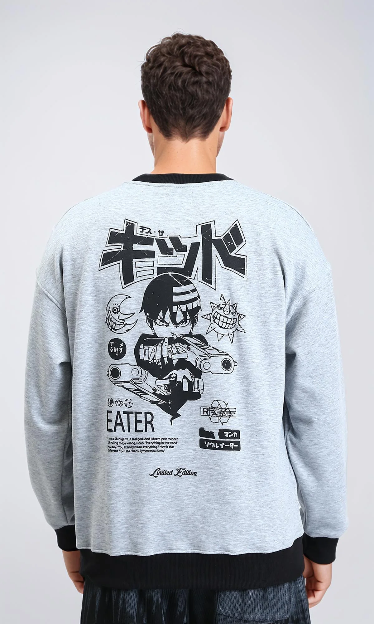 R213577 - Round Neck Winter Printed Sweatshirt - Heather Grey - Image 2