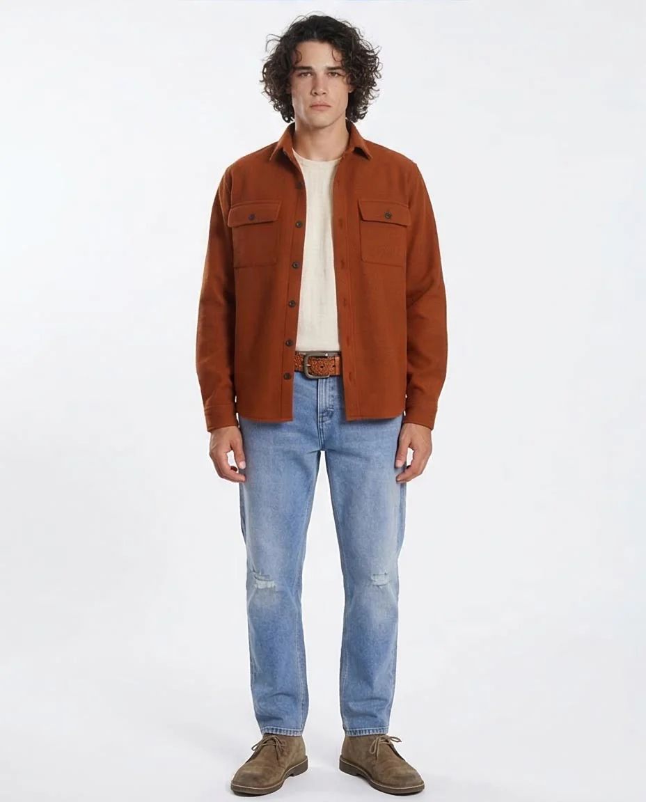 Rust Textured Utility Over-Shirt - O203046 - Image 3