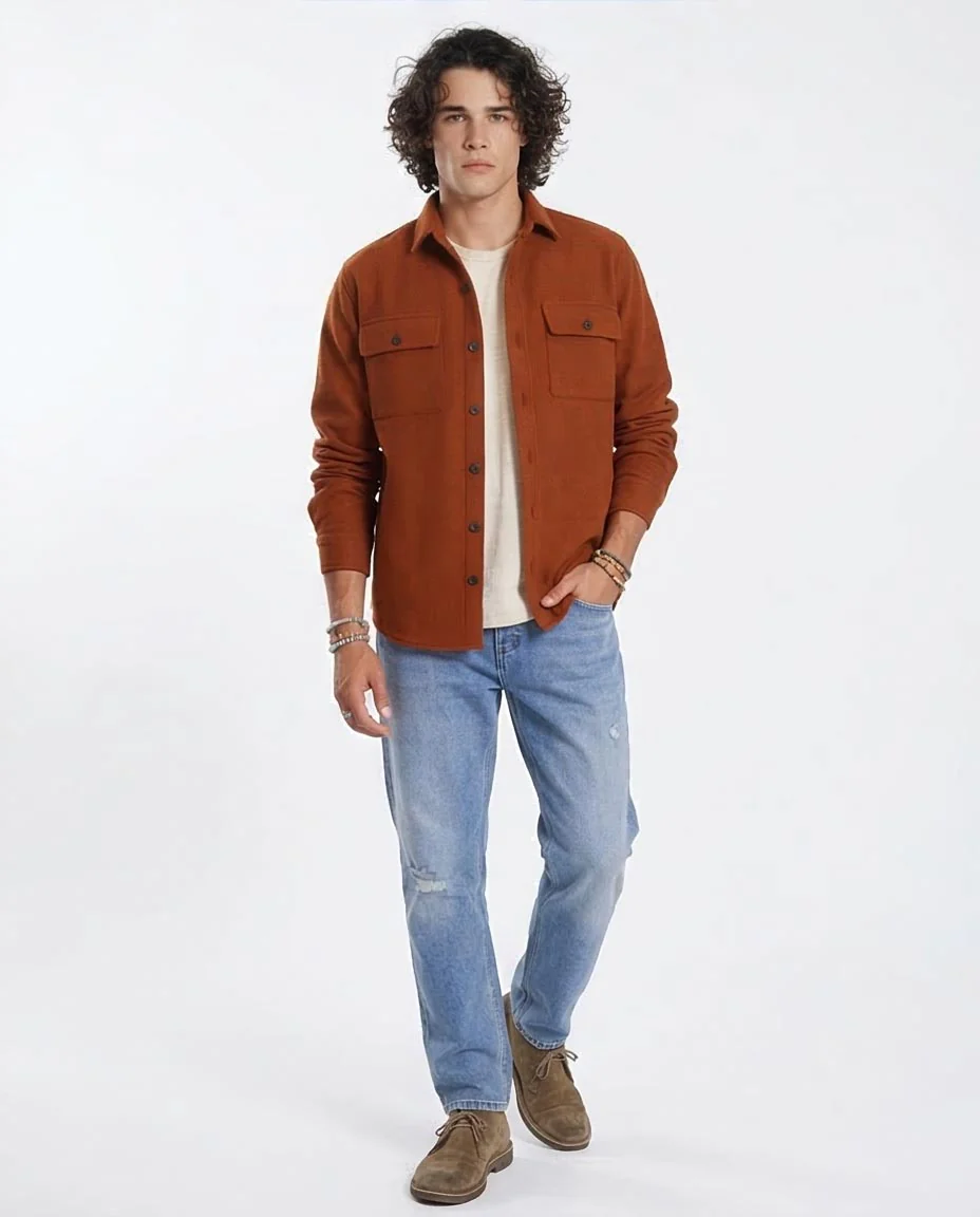 Rust Textured Utility Over-Shirt - O203046 - Image 5