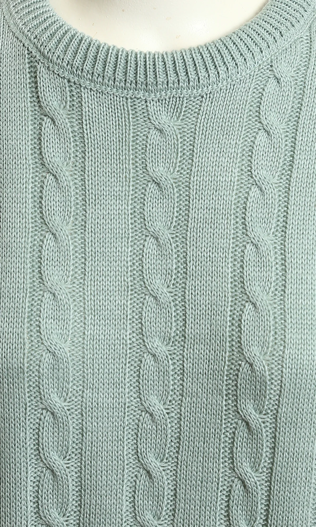 Sage Green Cable Knit Mini Sweater Dress - Image 3