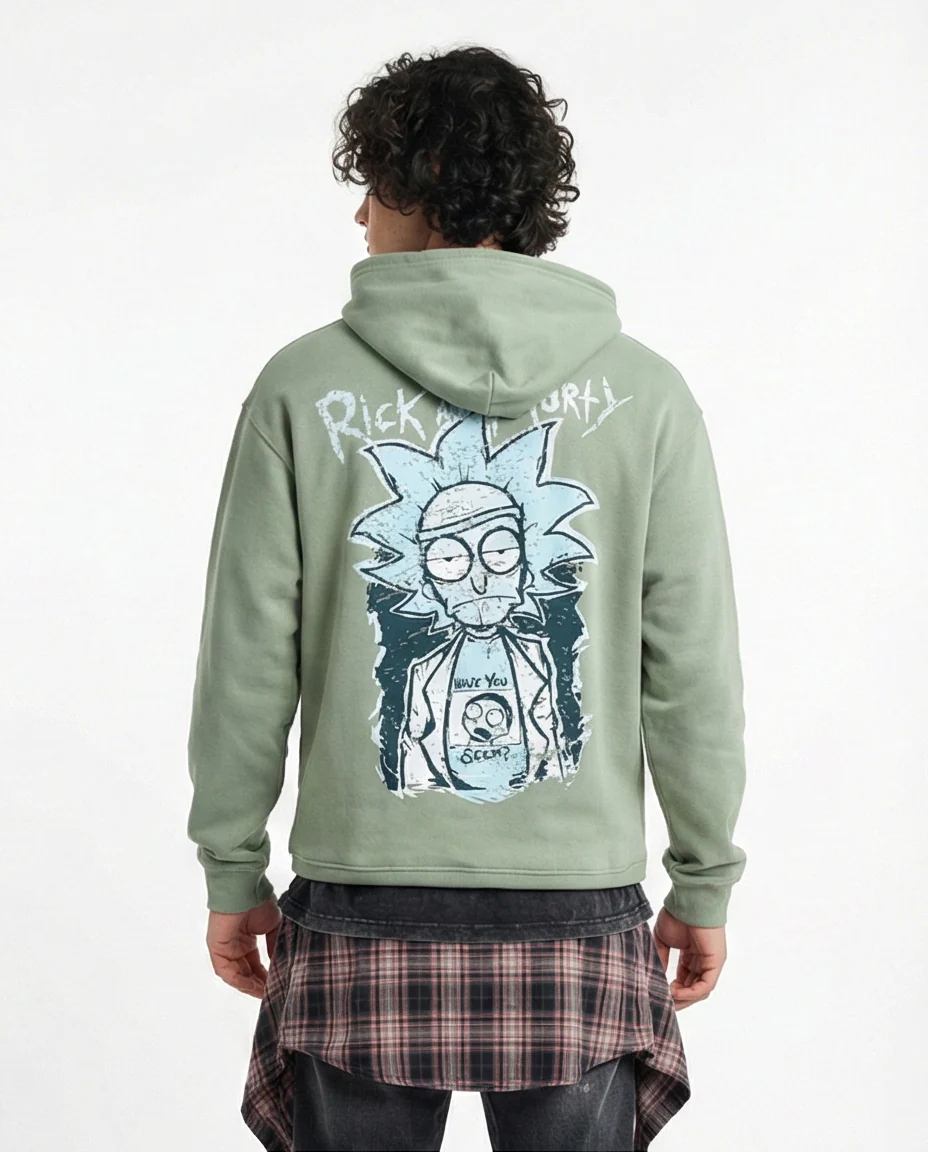 Sage Green Rick and Morty Graphic Hoodie - 0200899 - Image 2