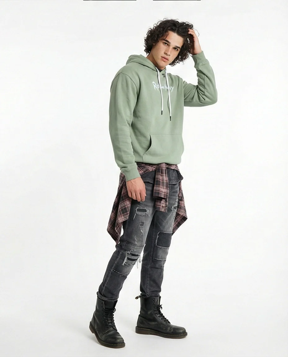 Sage Green Rick and Morty Graphic Hoodie - 0200899 - Image 4