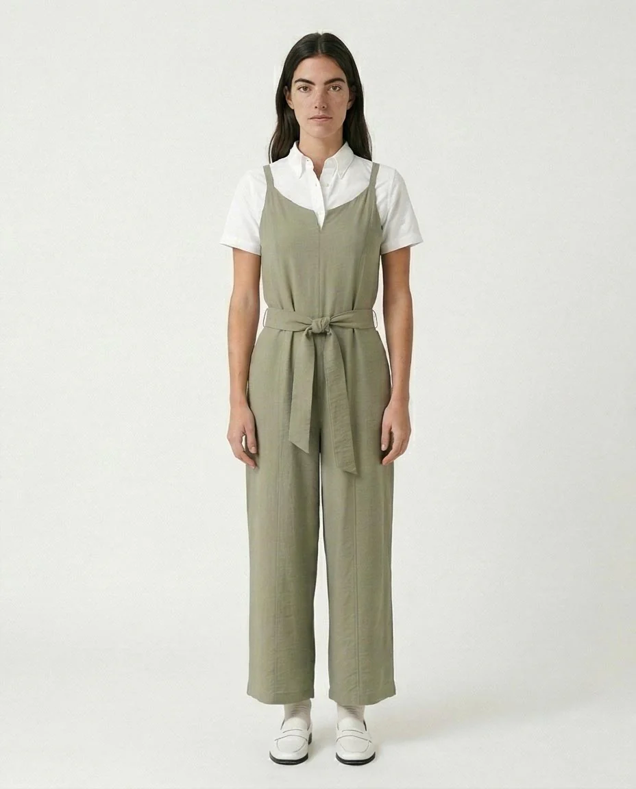 Ravin Sage Green Sleeveless Wide-Leg Jumpsuit with Waist Tie - R216764 - Image 4