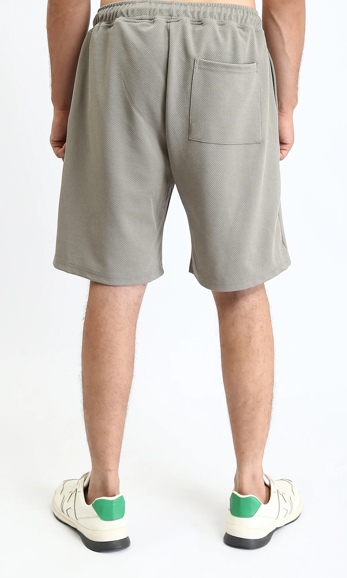 R212358 - Self Pattern Slip On Drawstring Shorts - Grey - Image 2