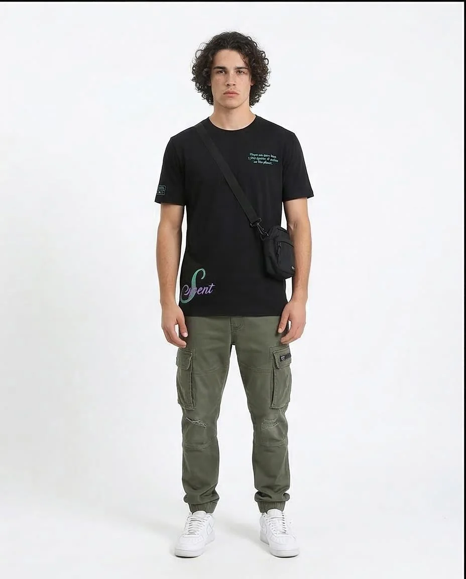 Ravin Serpent Graphic Print 100% Cotton Crewneck T-Shirt – Black - R209373 - Image 4