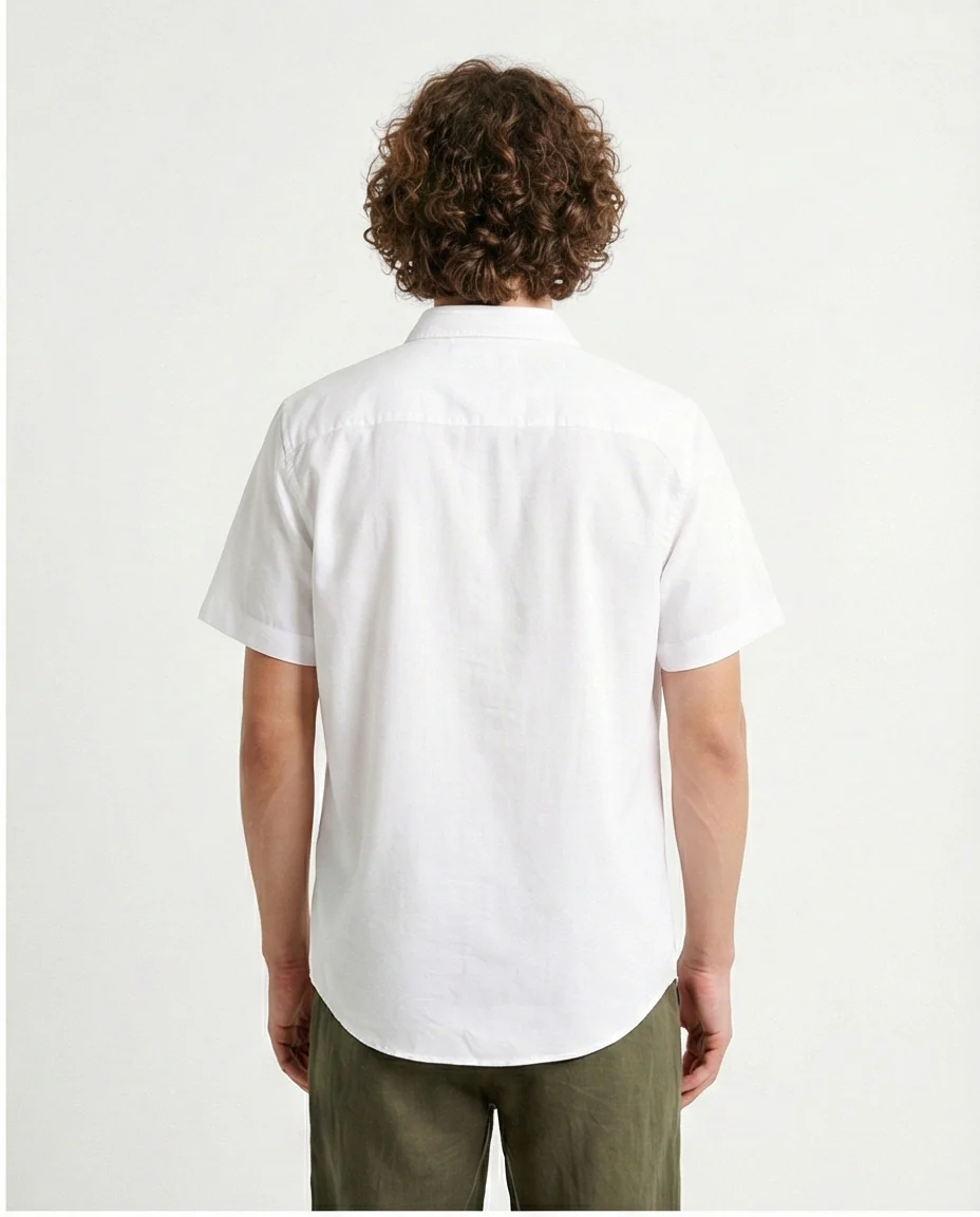 R206966 - Short Sleeves Solid Buttoned Shirt - White - Image 2